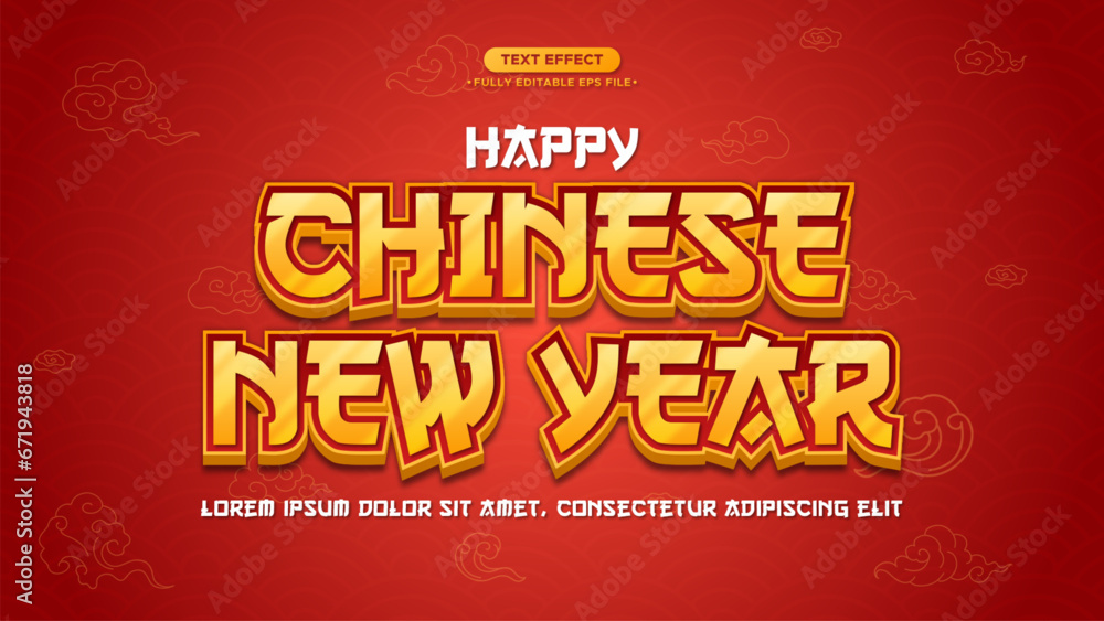 Aufkleber chinese new year vector banner and text effect. fully editable text.