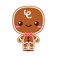 Cute And Kawaii Christmas Gingerbread Man Cartoon Character