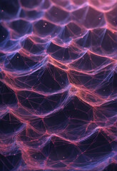 Abstract wave of particles and lines. Network or connection. Widescreen illustration. Digital background.