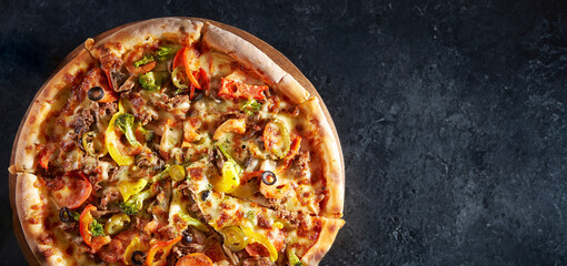 pizza on a board, pizza