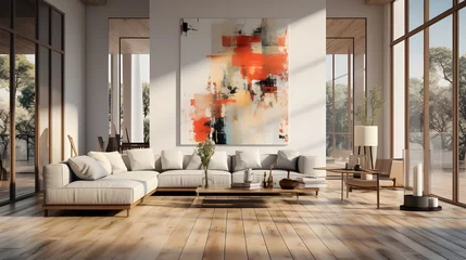 Fotobehang front wooden floor image, in the style of modern european ink painting, white, vanitas paintings, vray, white and bronze © Muzikitooo