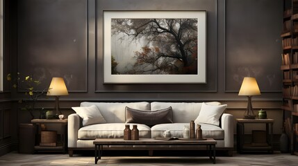 empty wall with white and gray frame, in the style of charles spencelayh, uhd image, glossy finish, light white and dark black, solarizing master, cardboard, simple and elegant style