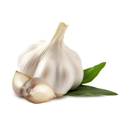 Garlic isolated on transparent or white background, png