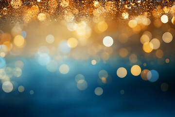 Blue and gold Abstract background and bokeh on New Year