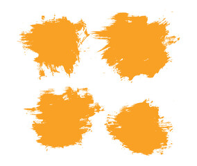 Hand painted yellow vector brush stroke set