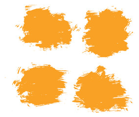 Hand painted grunge texture yellow brush stroke set