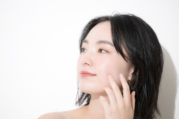 Fototapeta premium Woman smiling Young woman beauty image Close-up of face