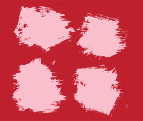 Collection of red color paint brushstroke
