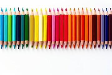 striped colorful pencils on white background