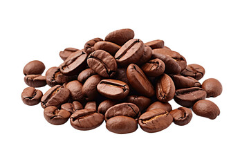 Heap of coffee beans isolated on white