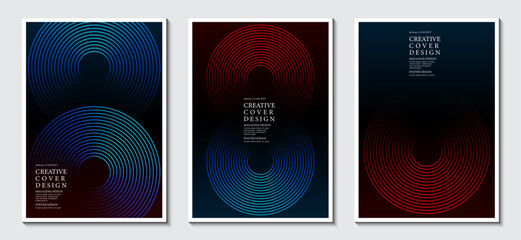 Posters design template with abstract glowing geometric line on a dark background.Ideas for magazine, brochures and covers. Vector, Illustrator, EPS.