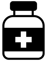 薬の瓶のアイコン 黒のアウトライン