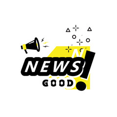 Megaphone with good news speech bubble. Loudspeaker. Banners for business, marketing, industry, recruitment, advertising, announcements and others. With a simple and clear appearance.