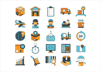Logistics colored icon, delivery goods vector graphic collection
