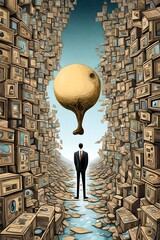 surrealism style painting representing business or corporate lifestyle - obrazy, fototapety, plakaty