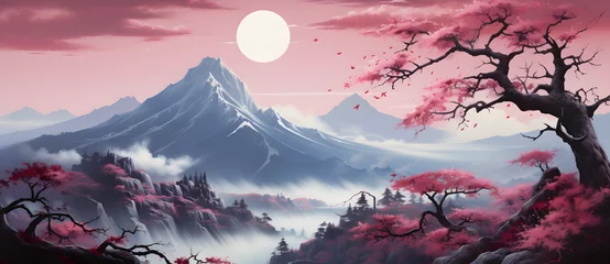 Deurstickers Japanese watercolor landscape painting 3 © 文广 张