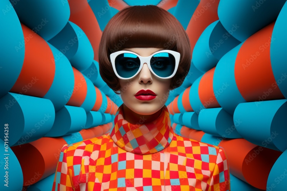Poster top model of fashion and style, reference to retro. background with selective focus and copy space