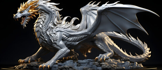 Metallic gray western dragon model 2