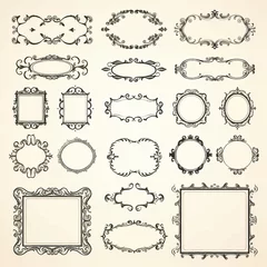 Fotobehang frame vector set ornate decorative ornamental vintage design elegant border element swirl Victorian © shabanashoukat49