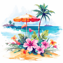 Fototapeta na wymiar tropic paradise enjoyment sketch palm relaxation vacations graphic backgrounds sunlight resort