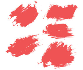 Ink red color brush stroke background set