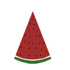 Simple doodle illustration watermelon inspired by icon watermelon fruits with green, white, red, and black colors that can be use for social media, wallpaper, sticker, banner, t-shirt,  e.t.c.