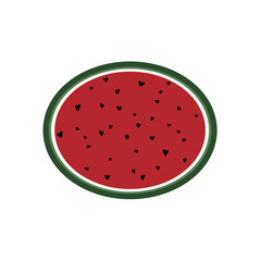 Simple doodle illustration watermelon inspired by icon summer watermelon fruits with green, white, red, and black colors that can be use for social media, wallpaper, sticker, banner, t-shirt,  e.t.c.