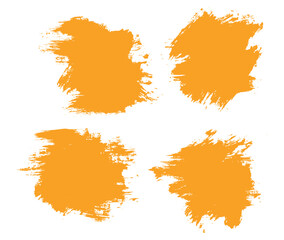 Set of yellow paint brush stroke