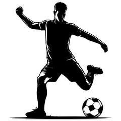 Soccer player vector silhouette, football player vector silhouette, soccer player silhouette illustration