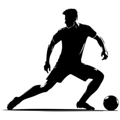 Soccer player vector silhouette, football player vector silhouette, soccer player silhouette illustration