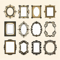 frame ornate vintage design decorative set border ornamental art vector style card Victorian retro