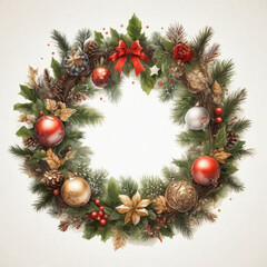Christmas wreath. illustration. Ai generated image