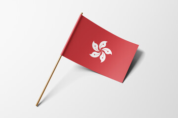Hong Kong flag of small paper, isolated on white background