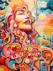 70's Psychedelic Art: Abstract Forms and Vibrant Colors Ignite Visual Delight