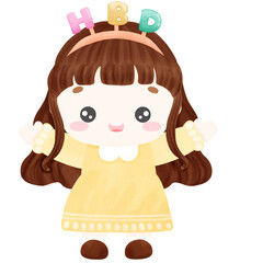 Girl wearing yellow dress at birthday party