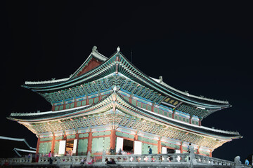 Gyeongbokgung Palace at night is beautiful, Seoul, South Korea.