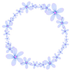 Aesthetic vintage blue flower wreath round frame borders