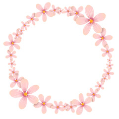 Obraz na płótnie Canvas Aesthetic vintage pink flower wreath round frame borders