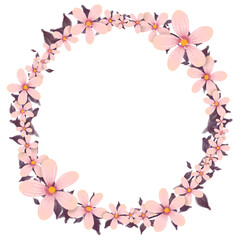 Obraz na płótnie Canvas Aesthetic vintage purple pink flower wreath round frame borders