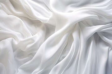 Obraz premium Breezy Billows: Captivating Soft Waves, White Cloth Abstract Background