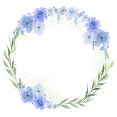 Blue green floral frame border arrangement with fairy lights