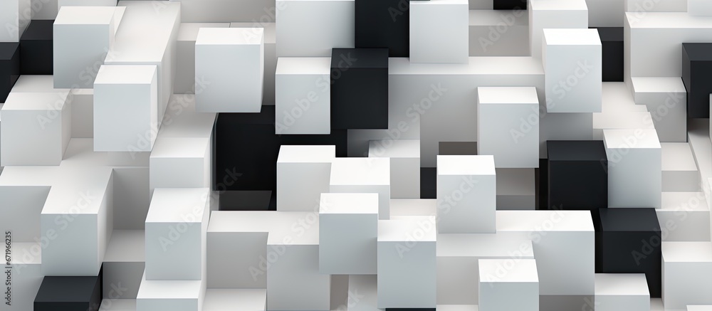 Poster an abstract geometric pattern incorporating white square elements creating a seamless and modern orn