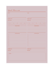 Goal planner. (Winter). Minimalist planner template set.	