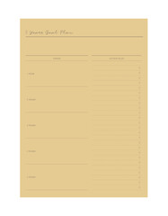 5years Goal planner. Minimalist planner template set.	
