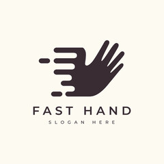 flash hand punch technology revolution logo design vector graphic