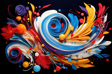 a decorative arrangement of colorful swirls surrounding an abstract white background