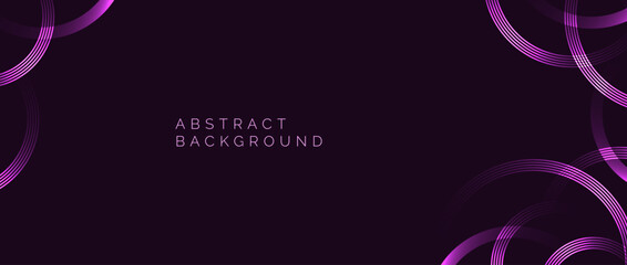 Glowing purple circles background. Abstract neon round pattern. Dark scarlet geometric curved lines design for cover, poster, banner, brochure, flyer, booklet, presentation, card. Vector wallpaper - obrazy, fototapety, plakaty