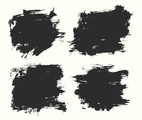 Grunge black brush stroke set