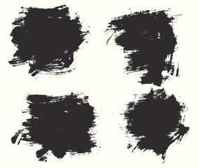 Ink paint black brush stroke set