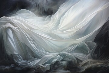 Soft Waves of White Satin Cloth in the Wind: Crystal Cascade
